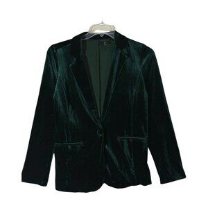 Tahari Velour One Button Holiday Blazer Size L Green